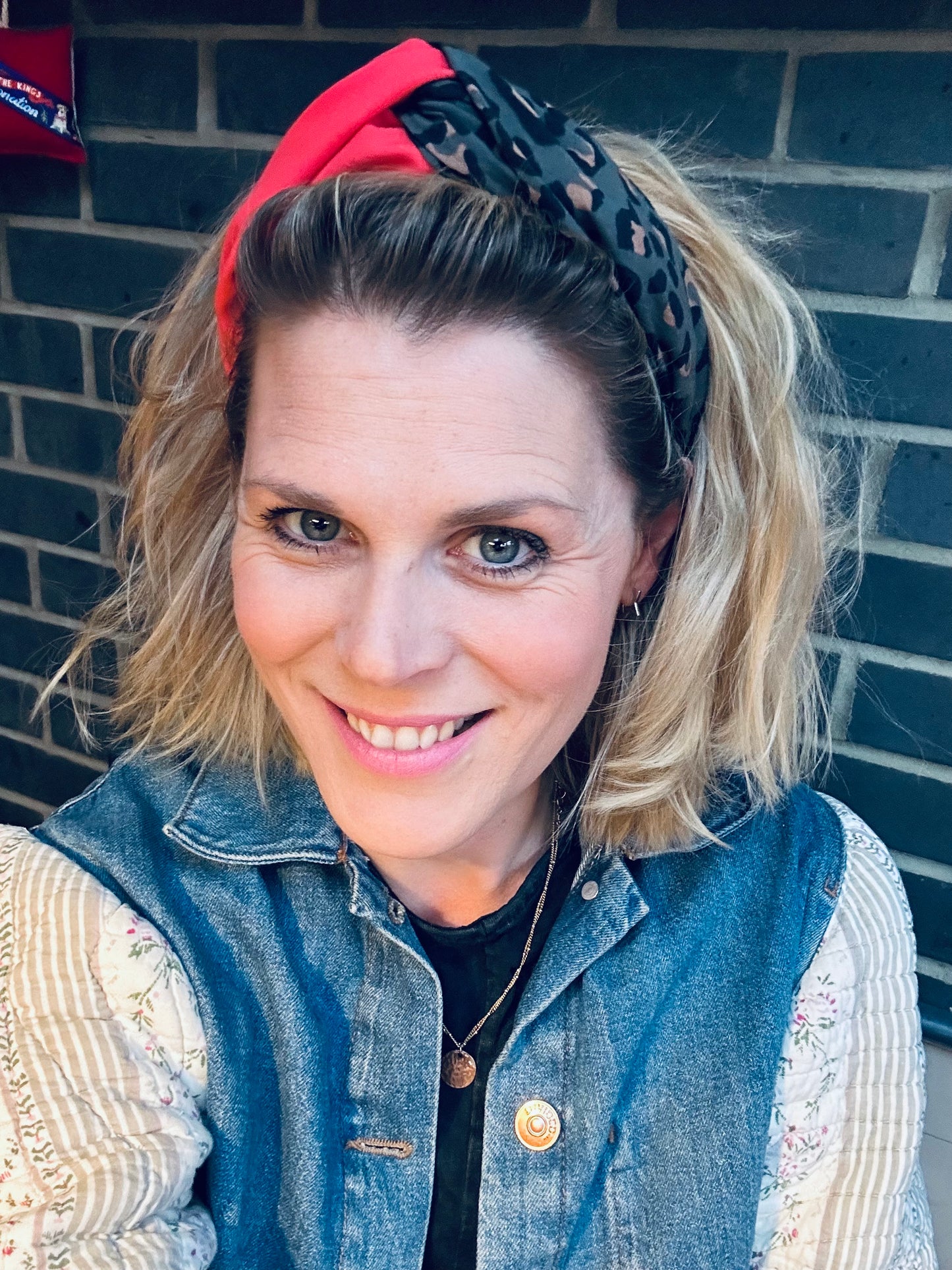 Grey leopard print turban-twist with coral mix