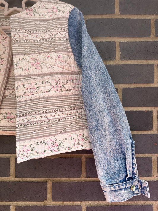 MY collection: Quilted jacket with denim repurposed sleeves