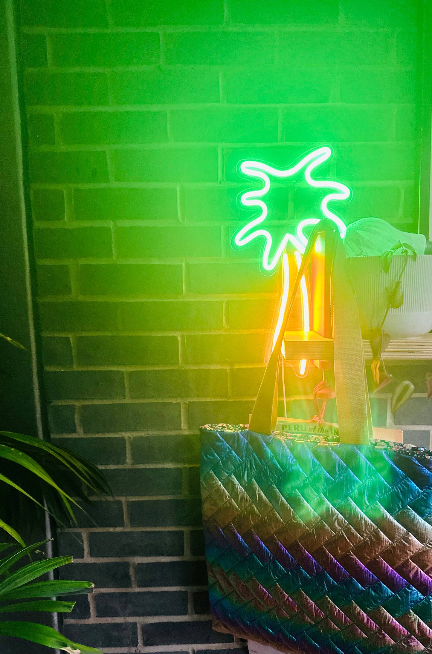 Rainbow iridescent quilt tote bag