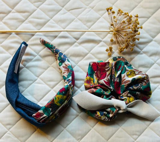 Gift sets: red and green and mustard scrunchie set