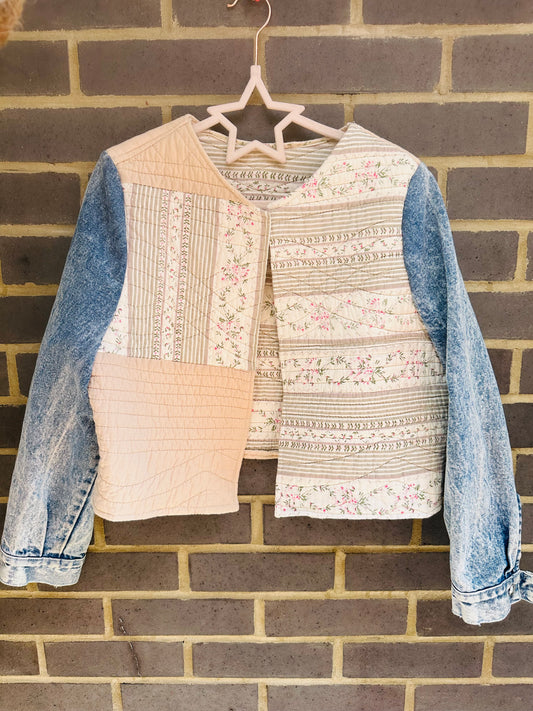 MY collection: Quilted jacket with denim repurposed sleeves