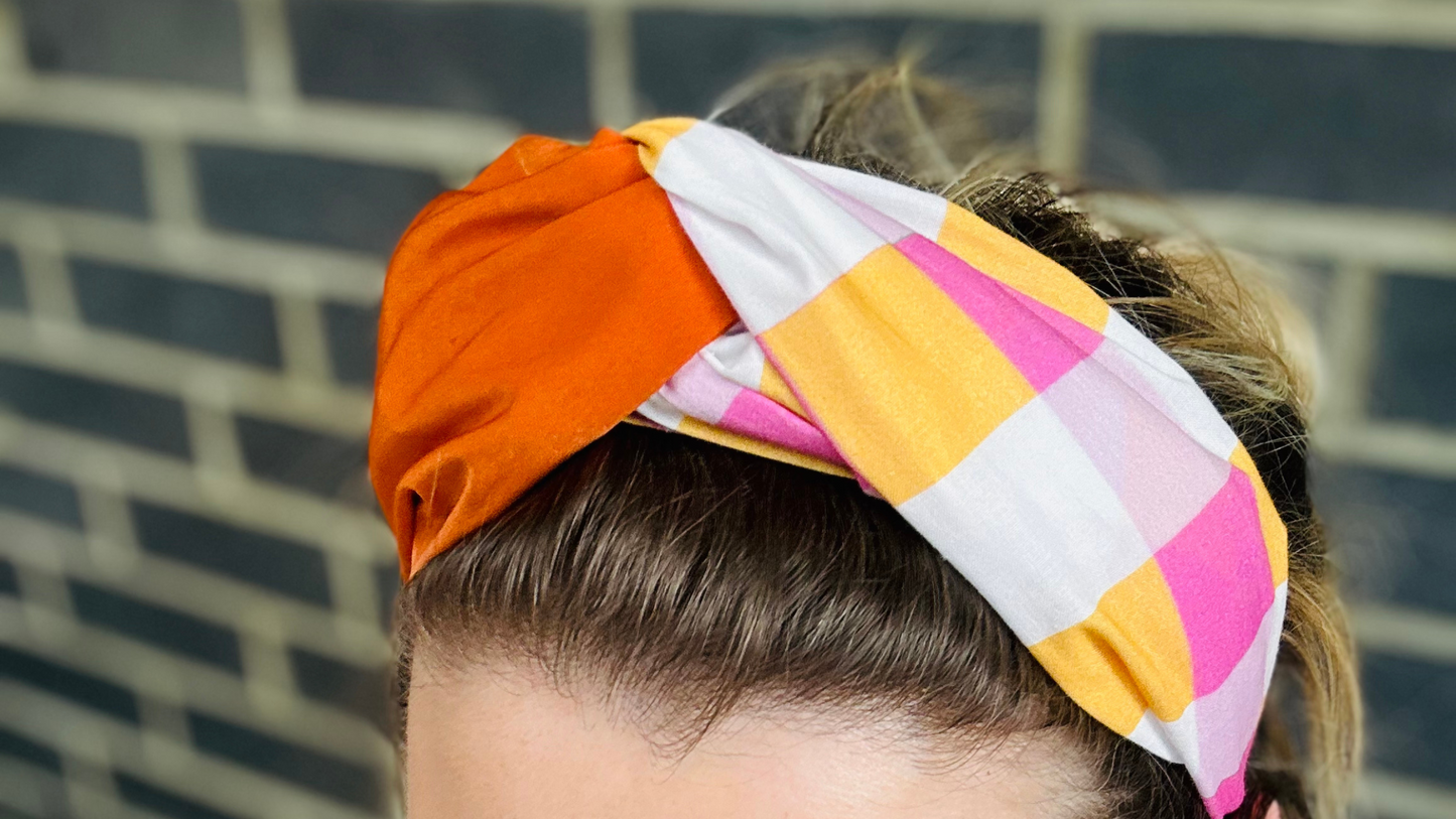 Gingham turban style twist