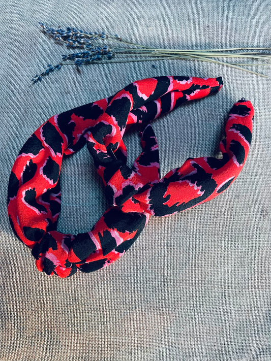 Mini-me set: Red and pink leopard print knotted hairband