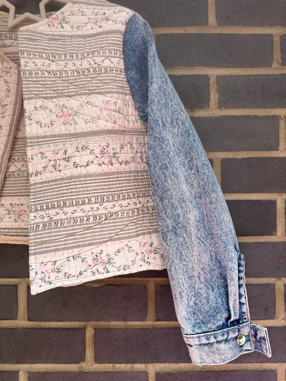MY collection: Quilted jacket with denim repurposed sleeves