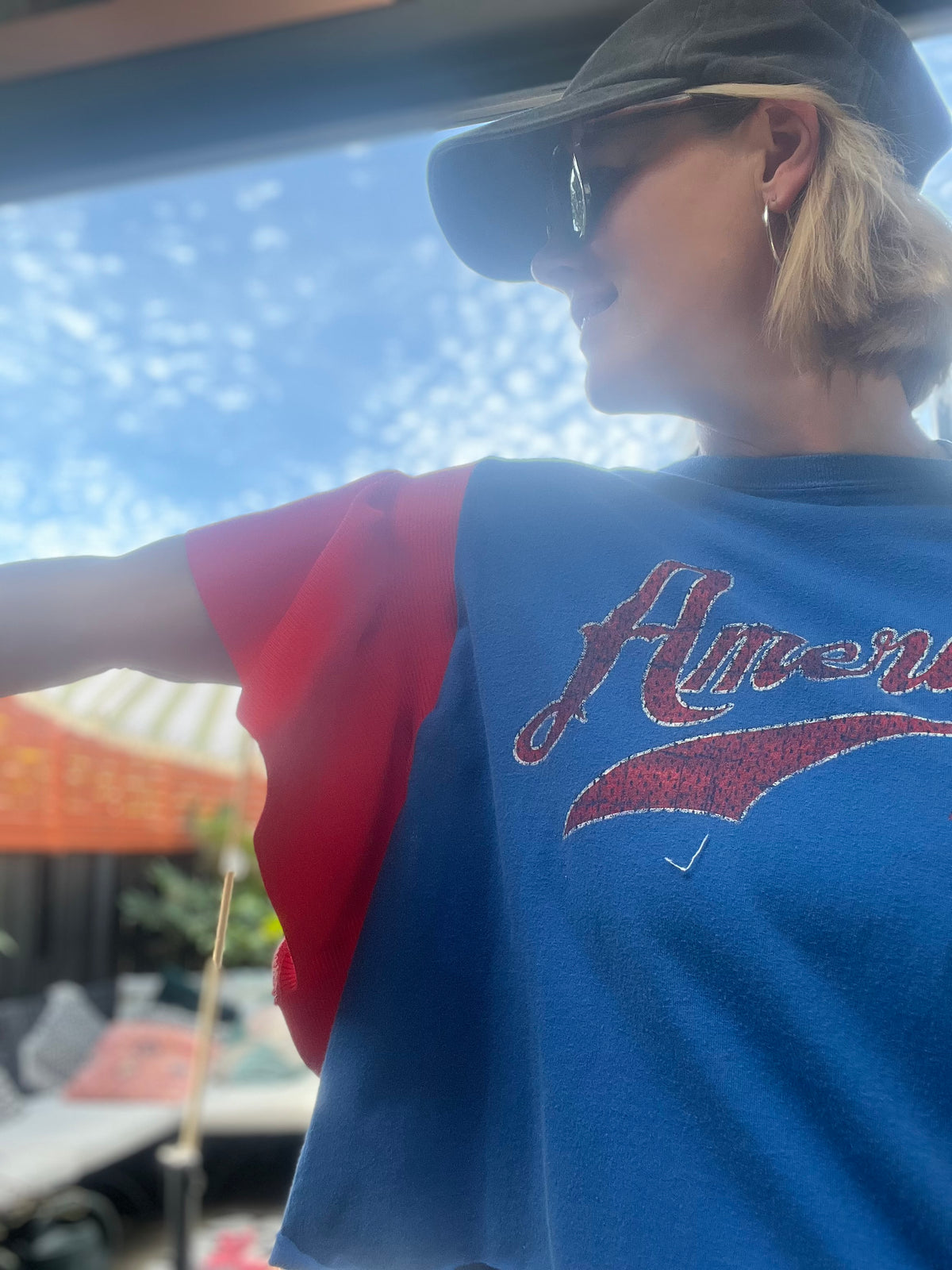 Vintage American sports blue and red mega sleeved tee (Copy)