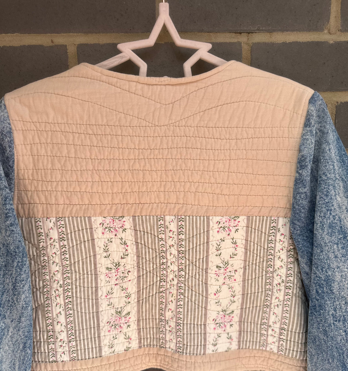 MY collection: Quilted jacket with denim repurposed sleeves