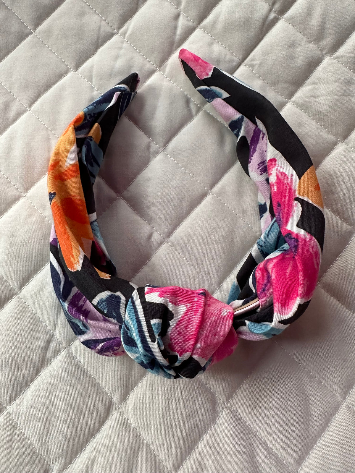 Pink, orange and black bright florals