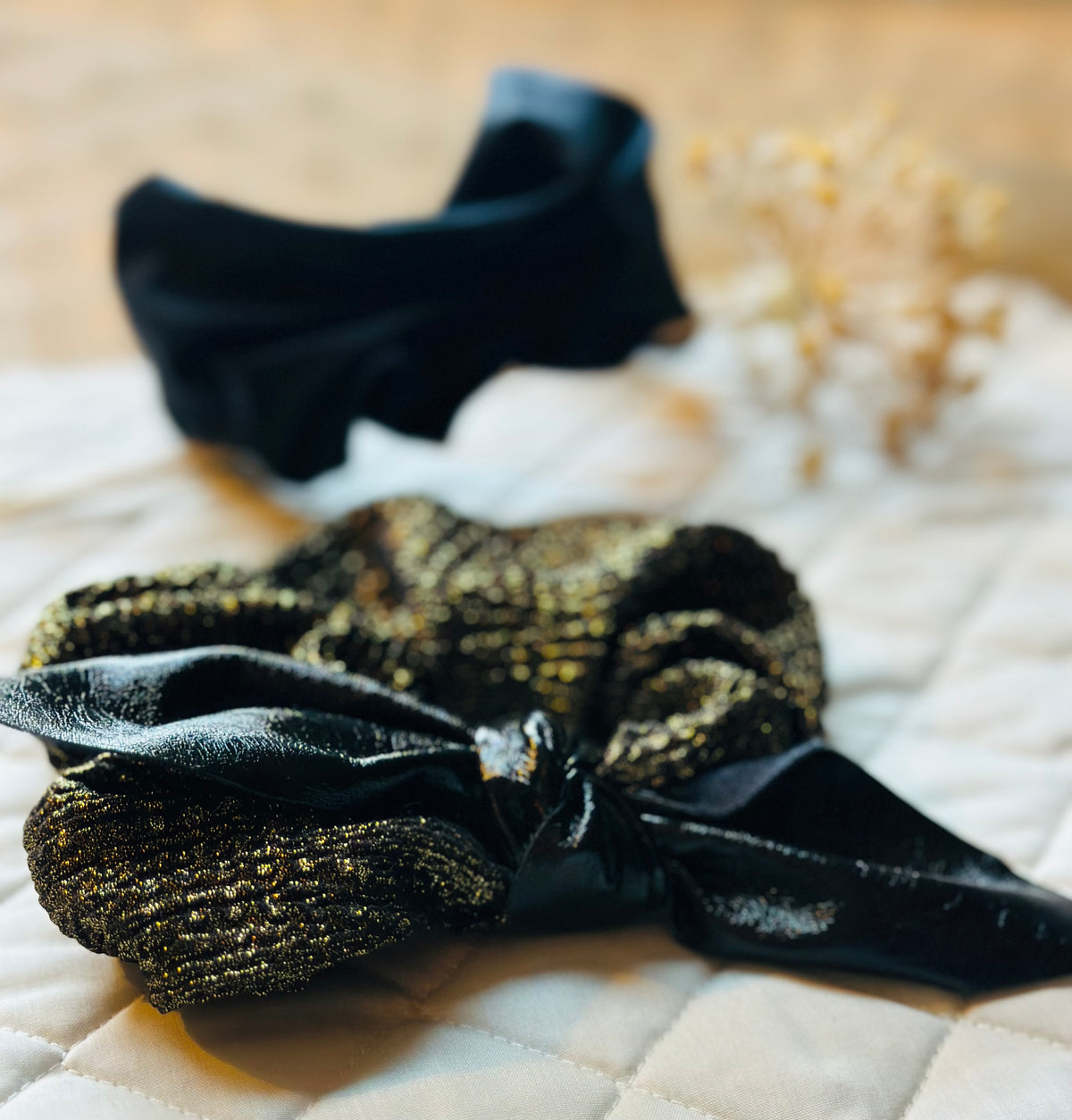 Gift sets: black and gold scrunchie set