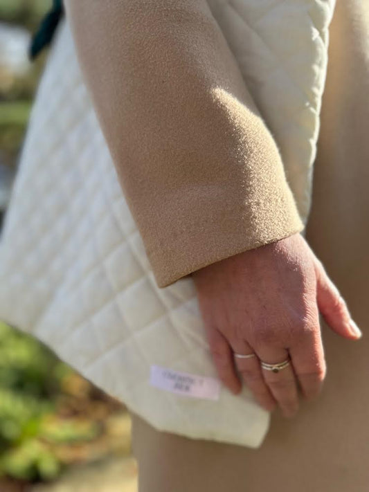 Cream quilt tote bag