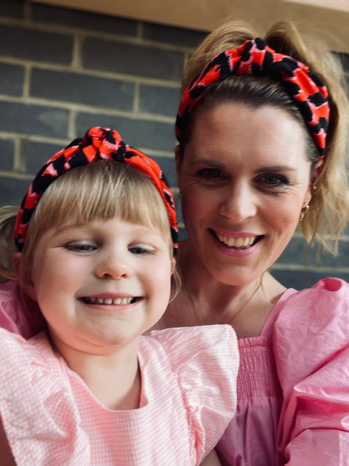Mini-me set: Red and pink leopard print knotted hairband