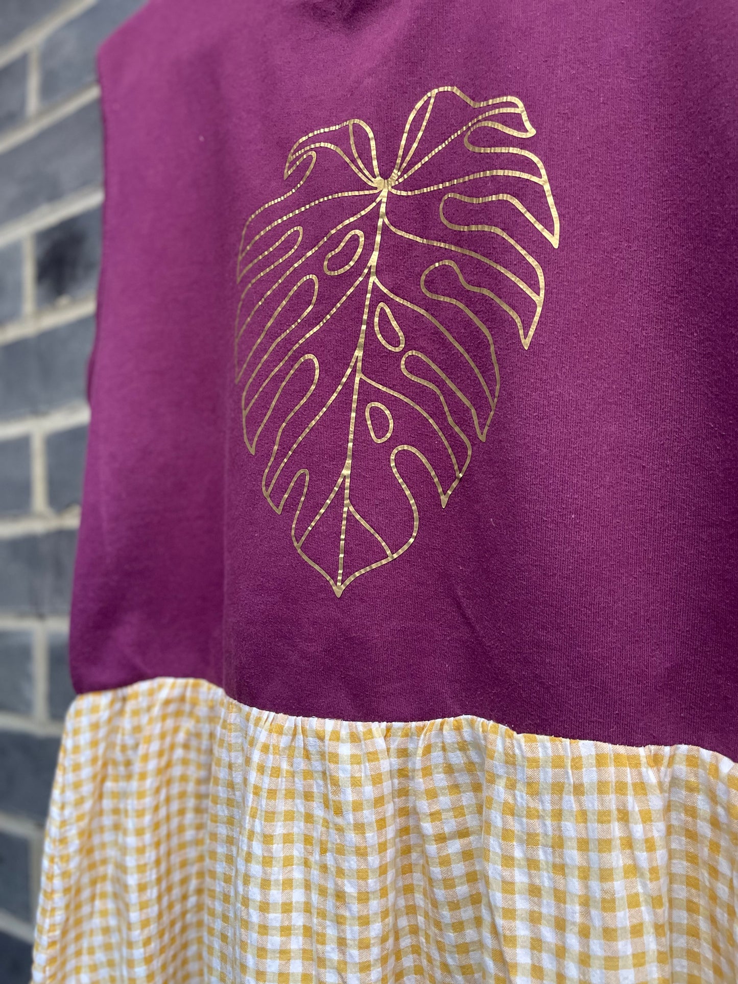 Plum gold leaf Neon Marl X CJ repurposed dress