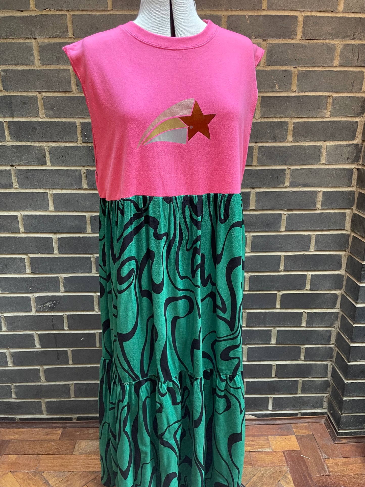 Pink metallic rainbow star Neon Marl X CLJ repurposed dress